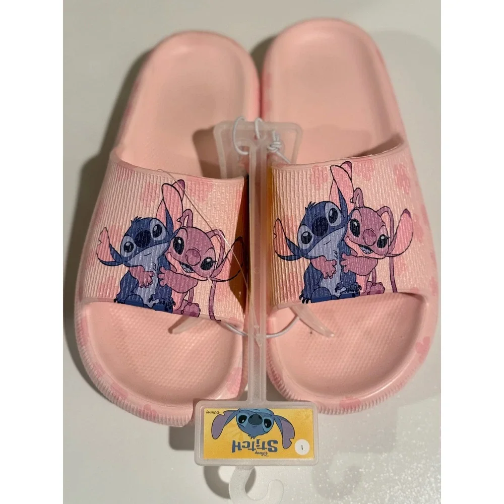 Disney Stitch and Angel Pink Slide Sandals Kids Size 1 CH100464 New